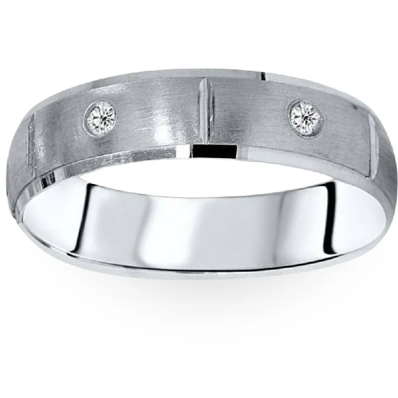 Mens Comfort Fit Bezel Diamond Wedding 14K Band Ring