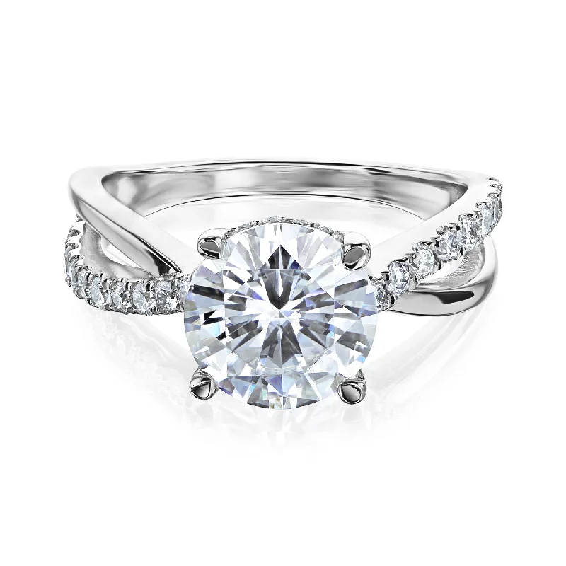 Ribbon Ring - Round Moissanite