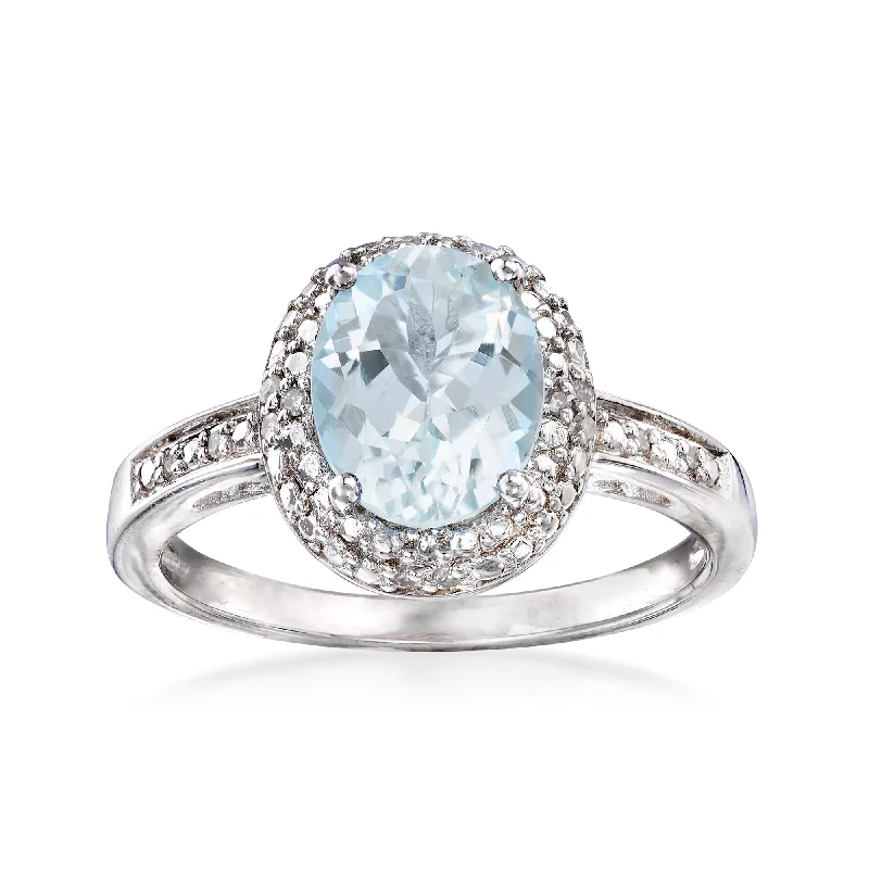 Ross-Simons Aquamarine Ring With Diamonds in Sterling Silver