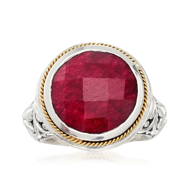 Ross-Simons Balinese Ruby Ring in 18kt Yellow Gold and Sterling Silver