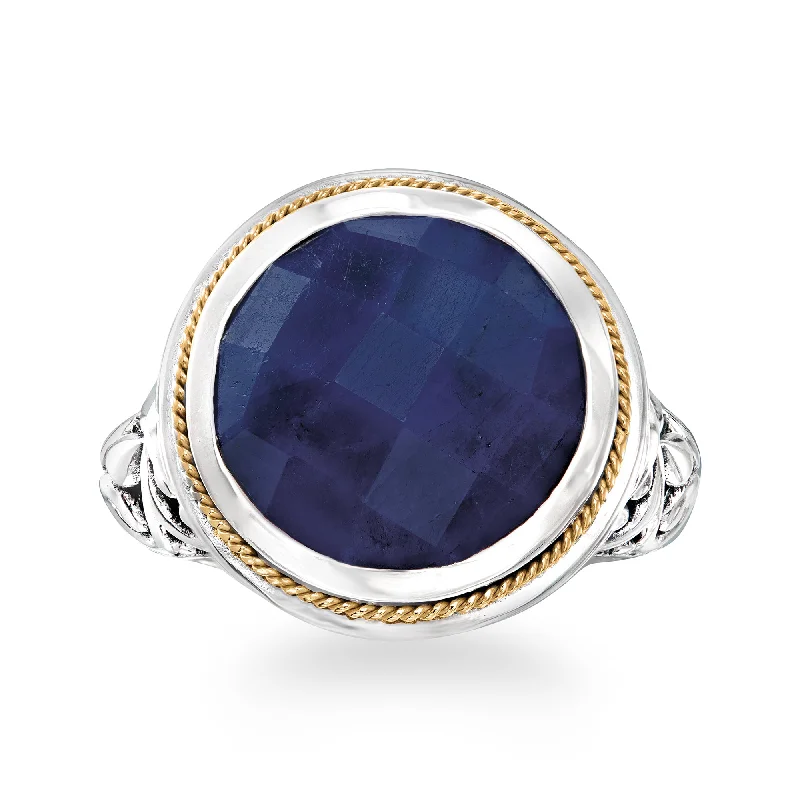 Ross-Simons Sapphire Bali-Style Ring in Sterling Silver and 18kt Yellow Gold