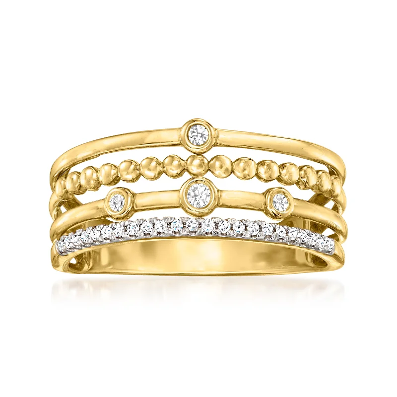 Ross-Simons Bezel-Set Diamond Multi-Row Ring in 14kt Yellow Gold