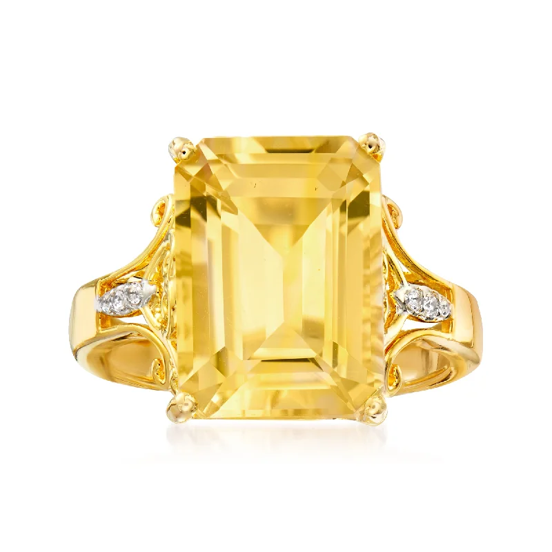 Ross-Simons Citrine Ring With White Topaz Accents in 18kt Gold Over Sterling