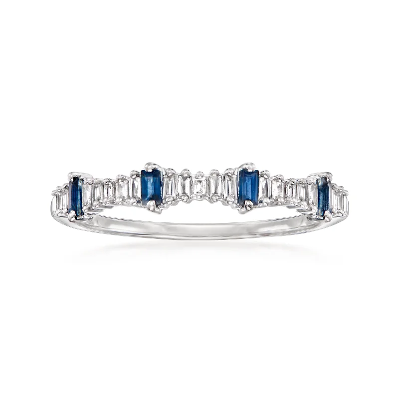 Ross-Simons Diamond and . Sapphire Stackable Ring in 14kt White Gold