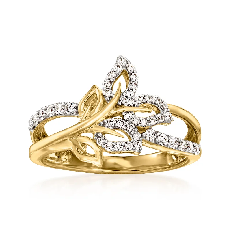 Ross-Simons Diamond Ivy Leaf Ring in 14kt Yellow Gold