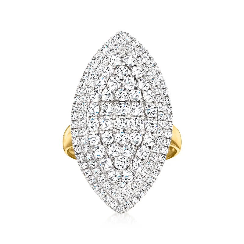 Ross-Simons Diamond Marquise-Shaped Cluster Ring in 18kt Gold Over Sterling