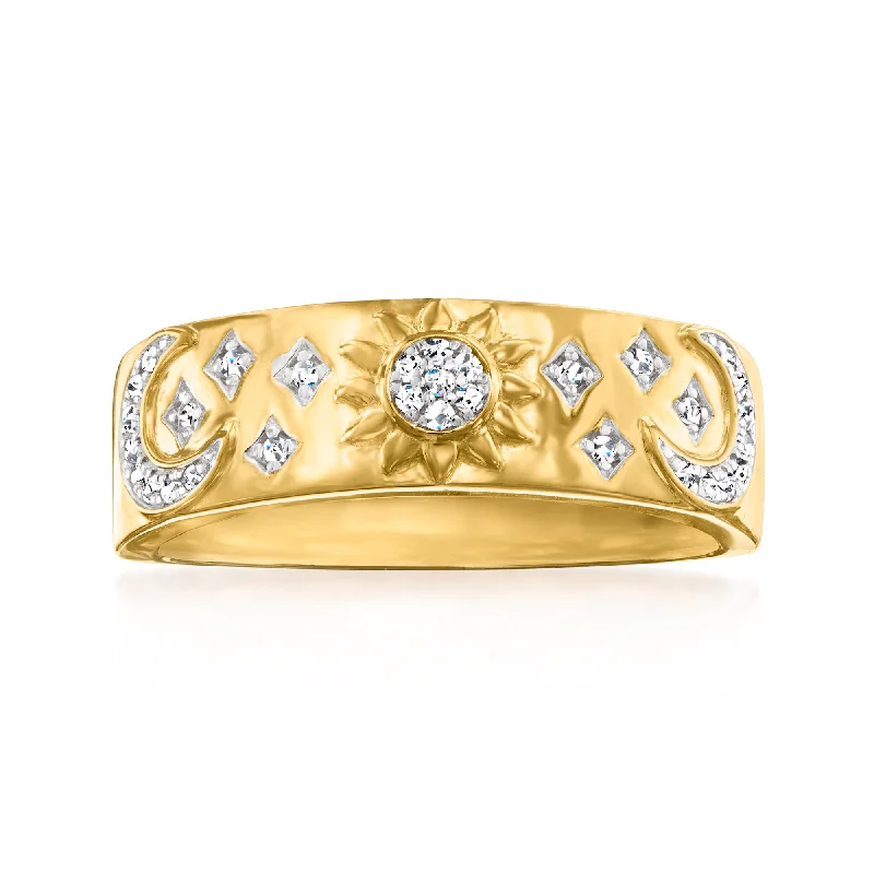 Ross-Simons Diamond Moon, Sun and Star Band Ring in 18kt Gold Over Sterling