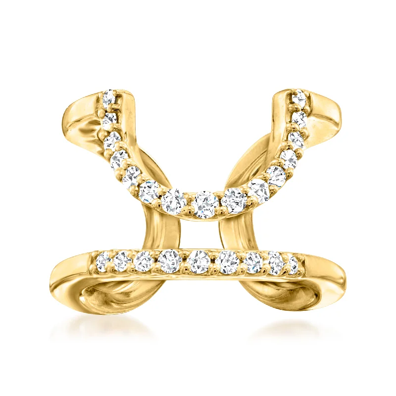 Ross-Simons Diamond Nail Ring in 18kt Gold Over Sterling