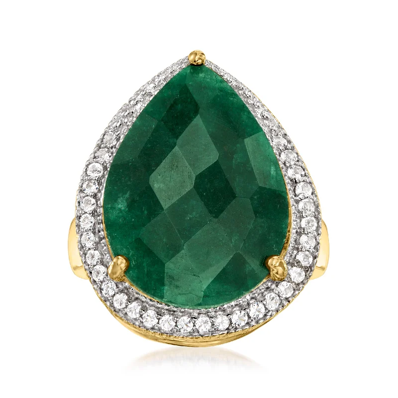 Ross-Simons Emerald and . White Topaz Ring in 18kt Gold Over Sterling