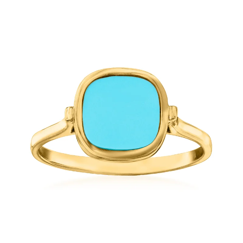 Ross-Simons Italian Turquoise Ring in 14kt Yellow Gold