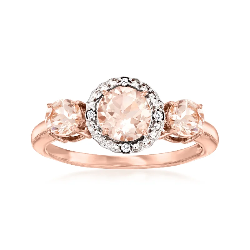 Ross-Simons Morganite Ring With Diamond Accents in 14kt 2-Tone Gold