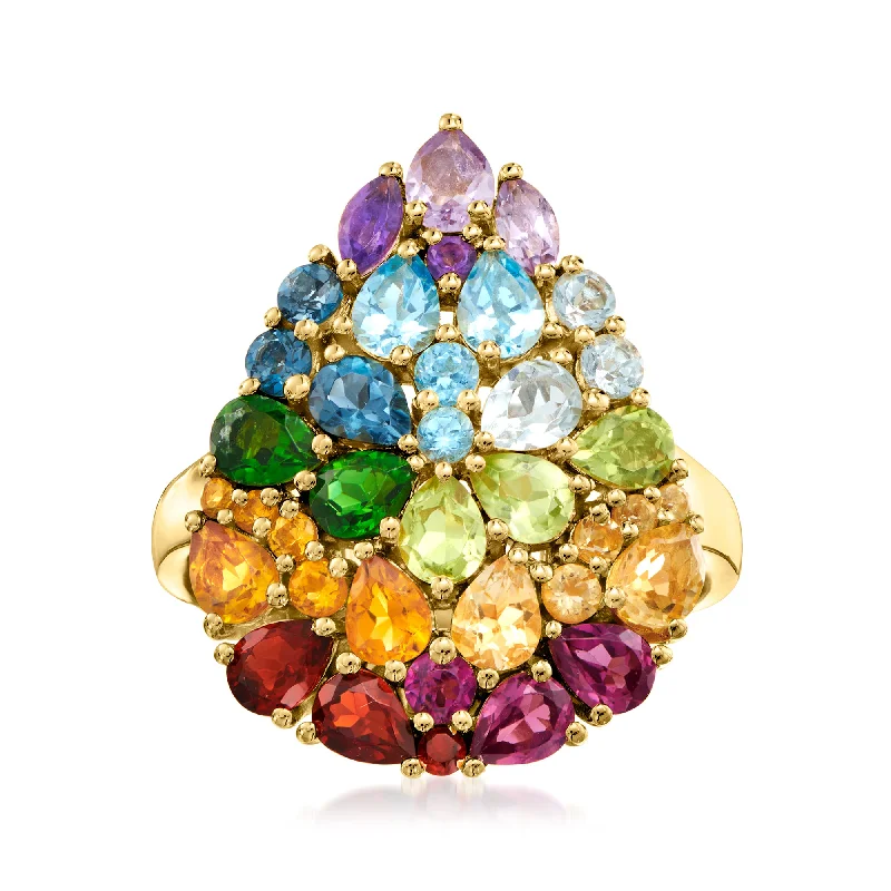 Ross-Simons Multi-Gemstone Teardrop Ring in 18kt Gold Over Sterling