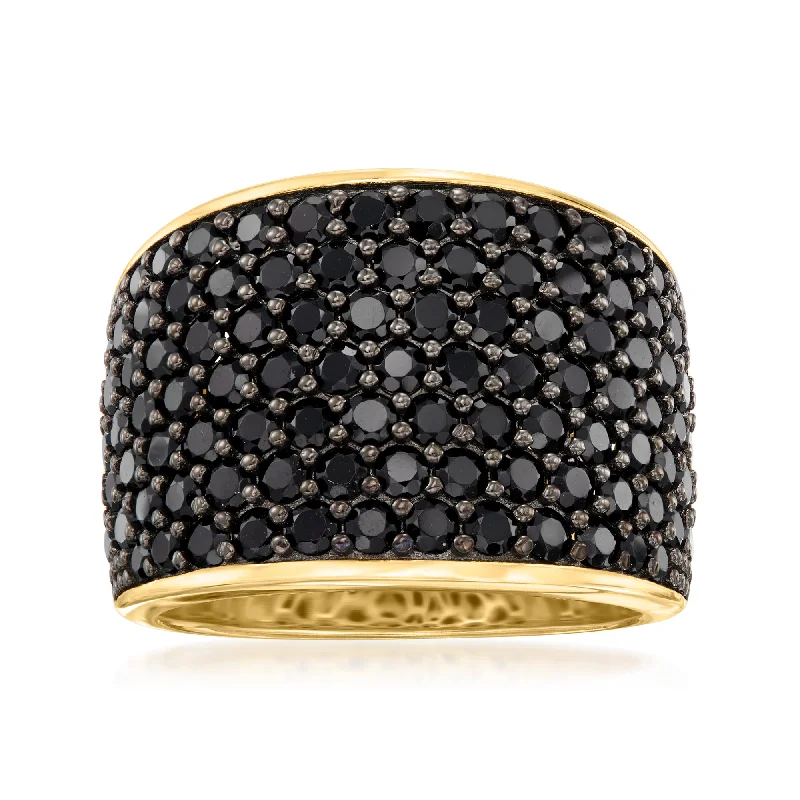 Ross-Simons Pave Black Spinel Ring in 18kt Gold Over Sterling