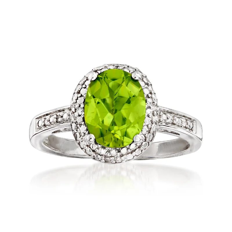 Ross-Simons Peridot and Diamond-Accented Ring in Sterling Silver