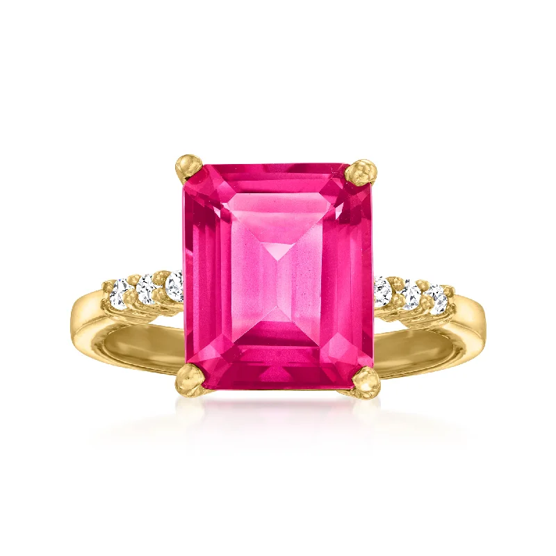 Ross-Simons Pink and White Topaz Ring in 18kt Gold Over Sterling