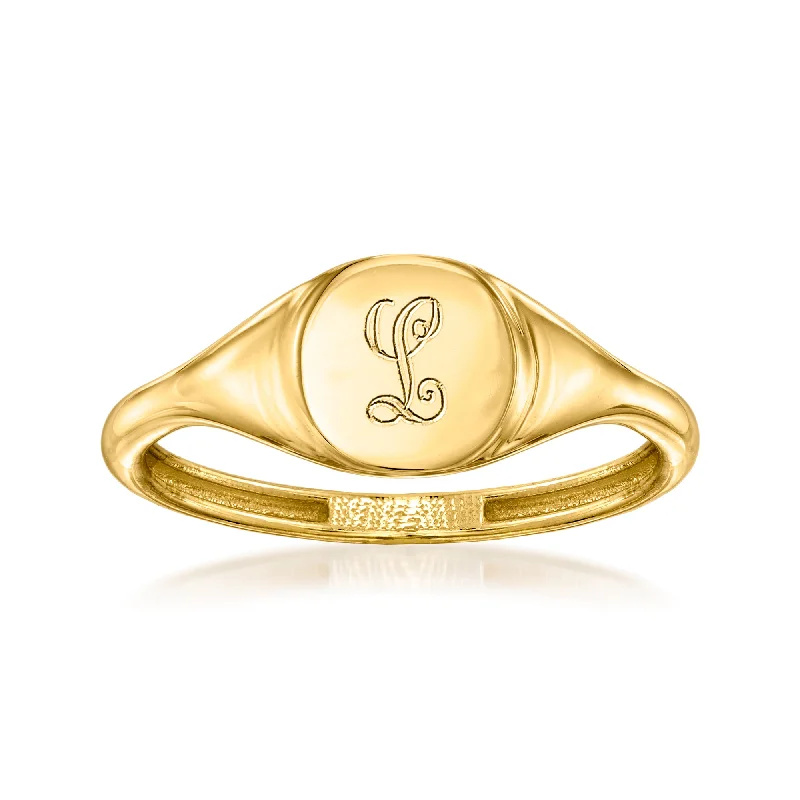 RS Pure by Ross-Simons Italian 14kt Yellow Gold Personalized Circle Signet Ring