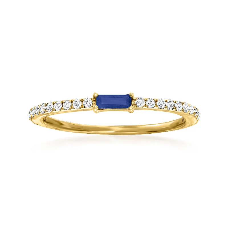 RS Pure by Ross-Simons Sapphire and . Diamond Ring in 14kt Yellow Gold