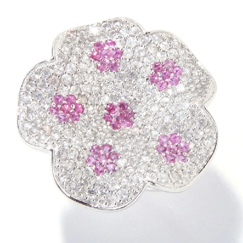 Sterling Silver 3.29ctw Pink Spinel Ring