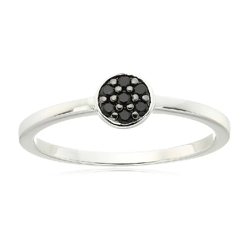 Sterling Silver Black Spinel Petite Ring, Size 7