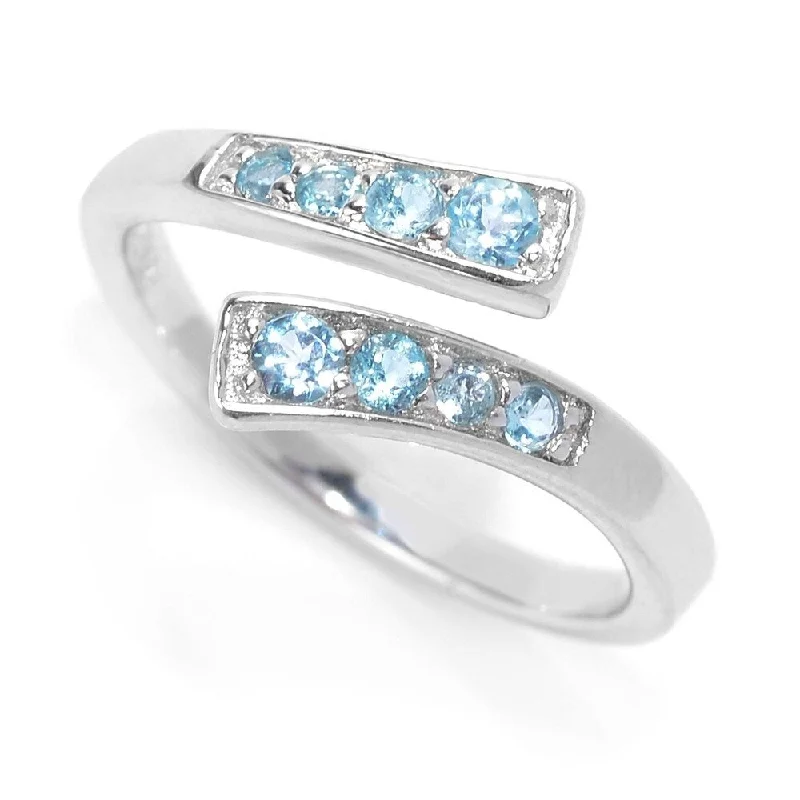 Sterling Silver Swiss Blue Topaz Open Bypass Toe Ring