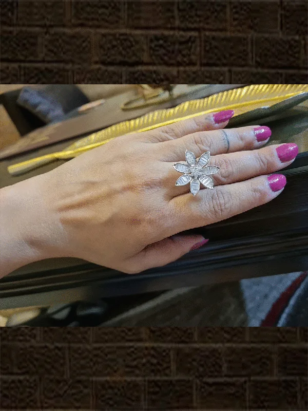 White finish flower design AD ring