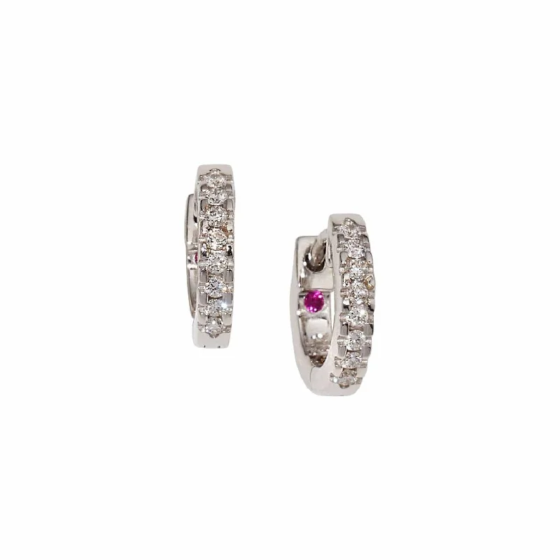 Single Line Diamond Extra Small Huggie Earrings