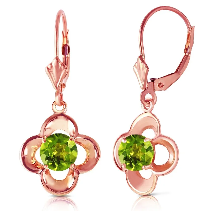 1.1 CTW 14K Solid Rose Gold Peridot Bloom Earrings