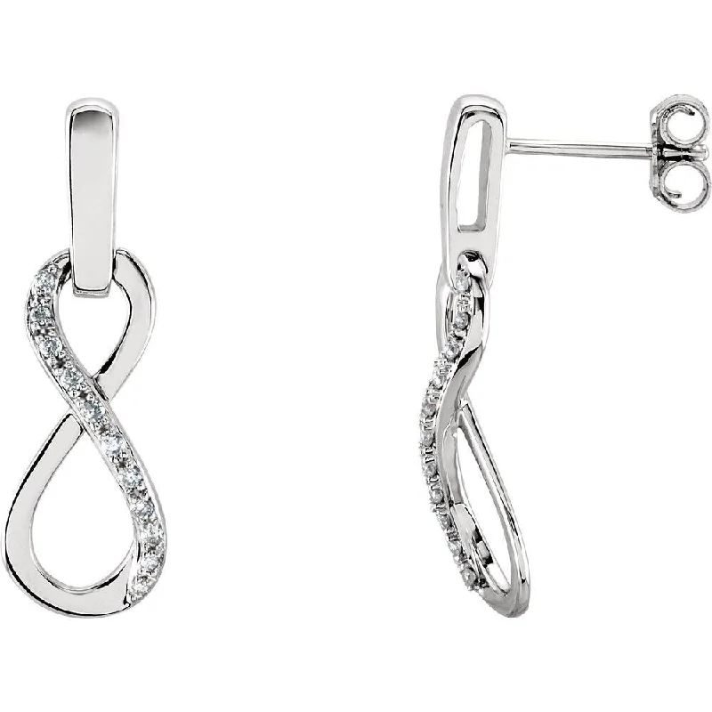 14k White Gold 1/10 CTW Diamond Infinity-Inspired Dangle Earring for Women