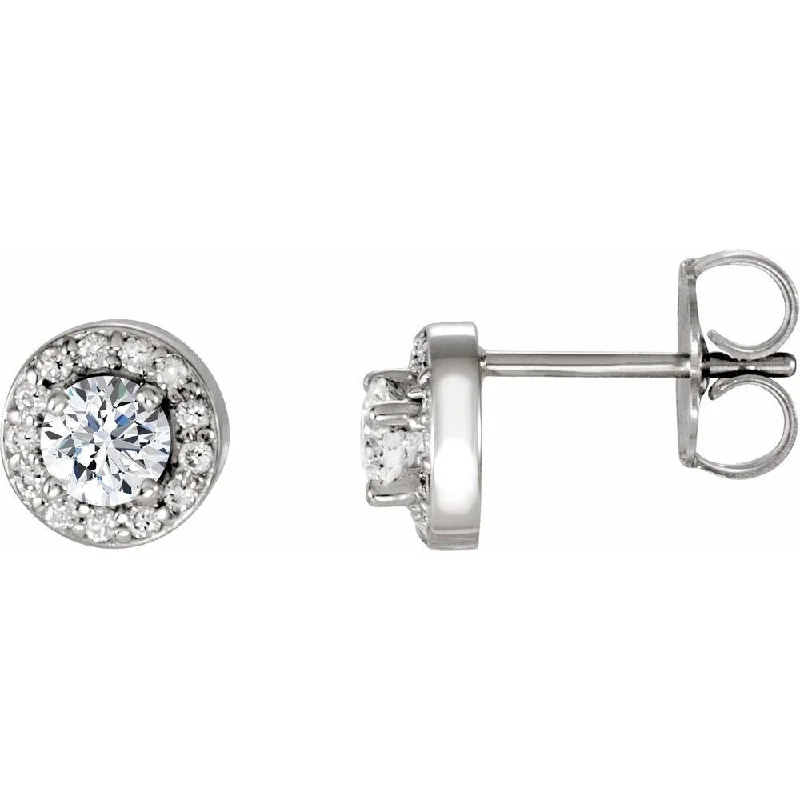 14k White Gold 3/8 CTW Diamond Halo-Style Earring for Women