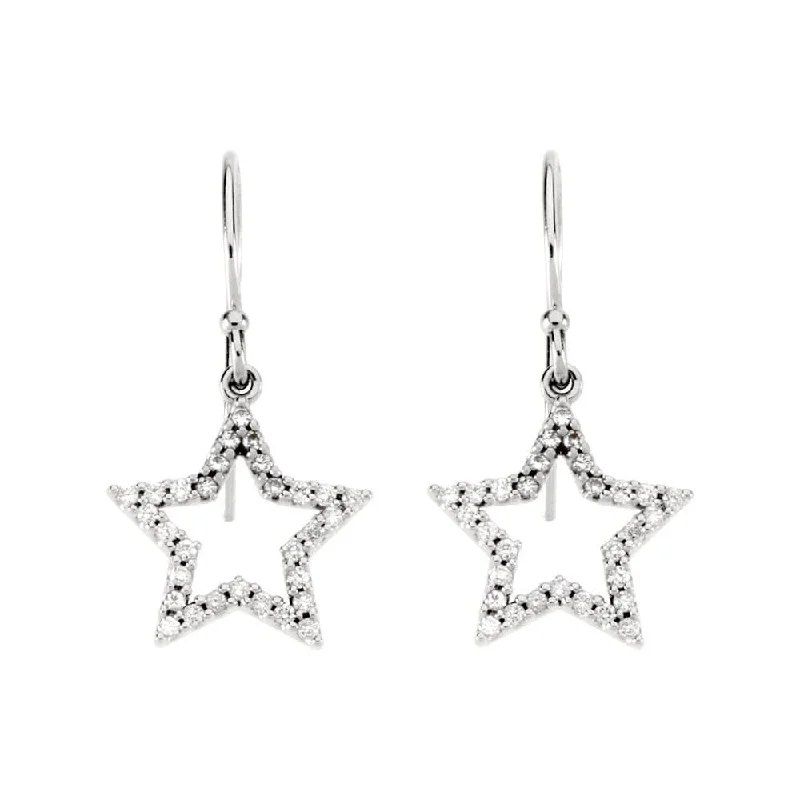 14k White Gold Star Dangle Earring for Women