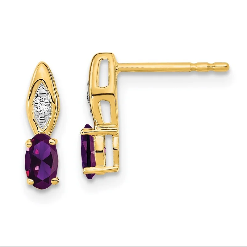 14k Yellow Gold Gemstone Diamond Earring (L-12 mm, W-3 mm)