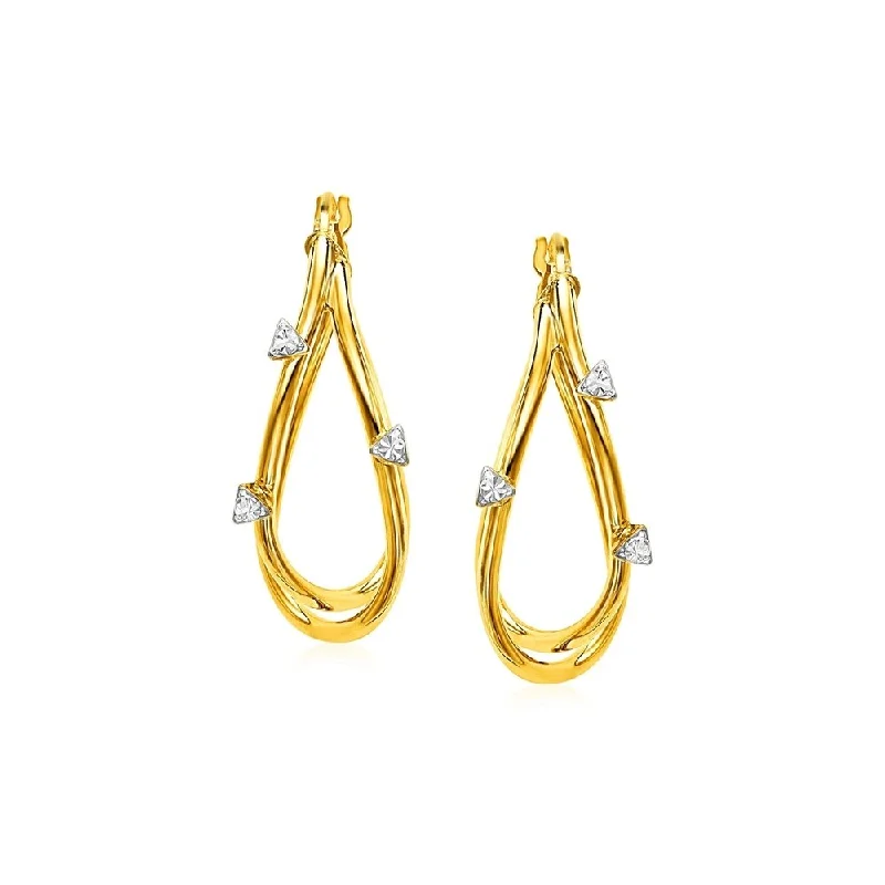 14k Yellow Gold Textured Tear Drop Earrings