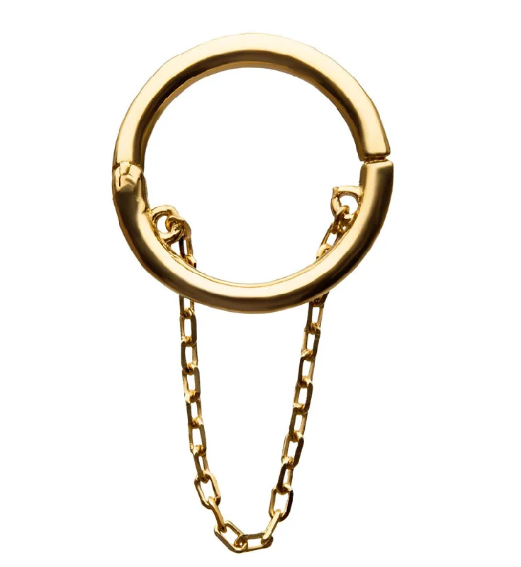 14kt Gold Dangle Chain Hinged Segment Ring