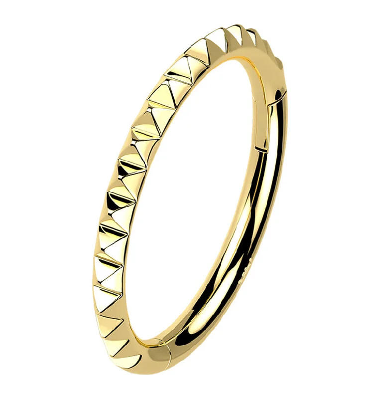 14kt Gold Polyhedra Edge Hinged Segment Ring