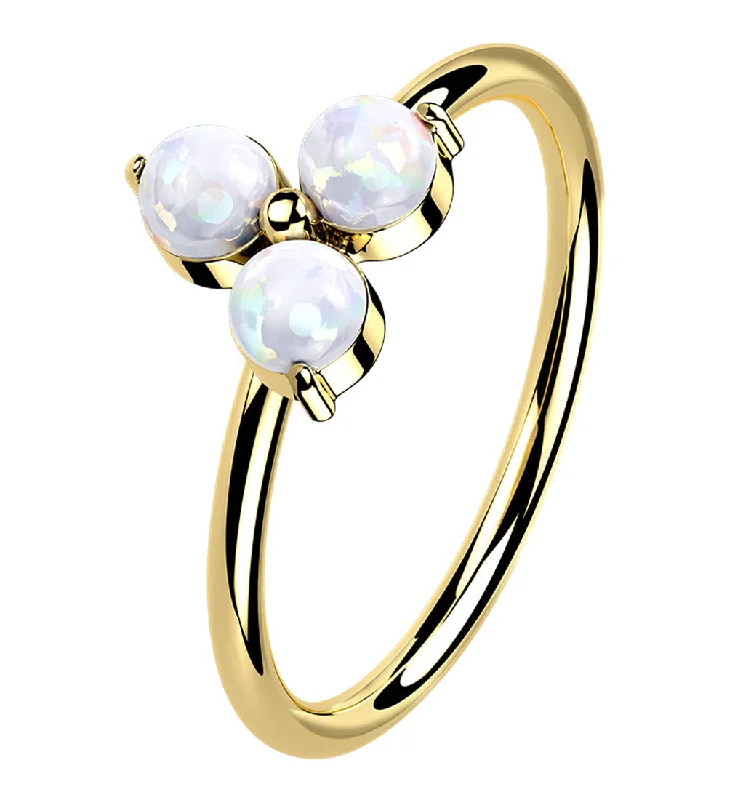 14kt Gold Trinity Opalite Hoop Ring