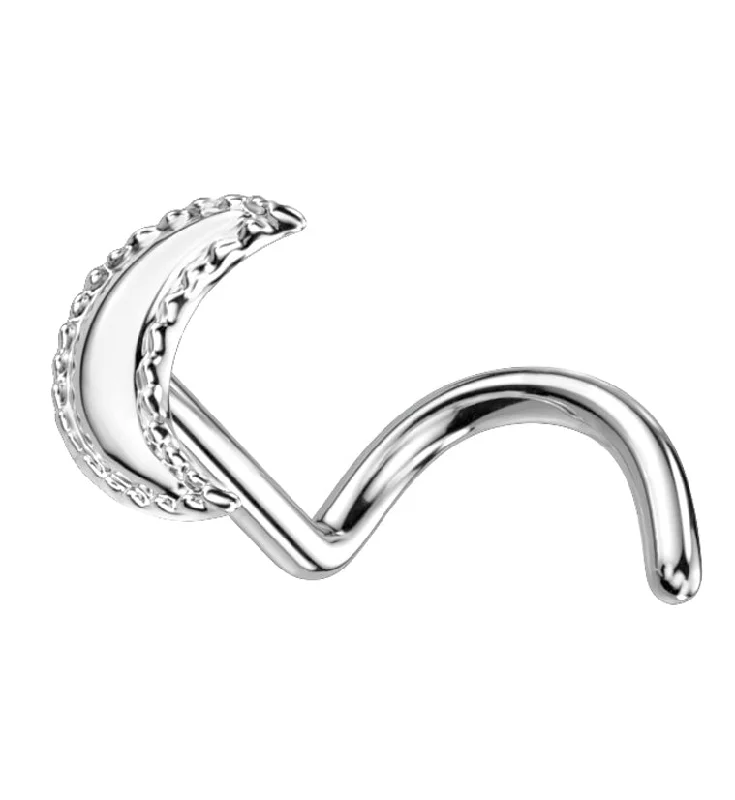 14kt White Gold Half Moon Nose Screw