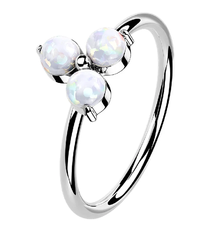 14kt White Gold Trinity Opalite Hoop Ring