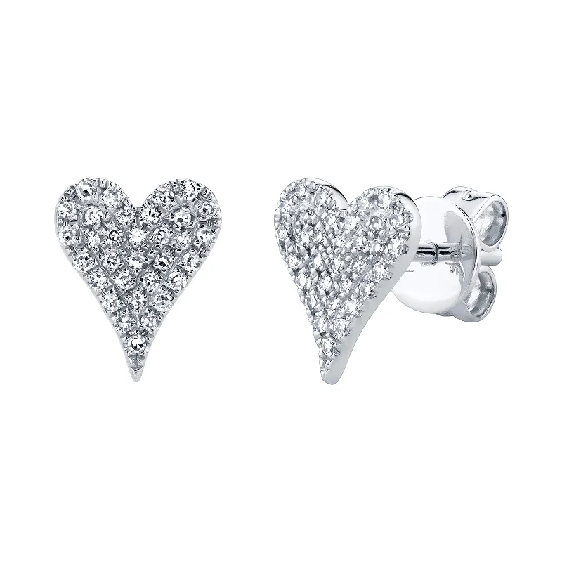 Medium Diamond Pavé Heart Stud Earrings