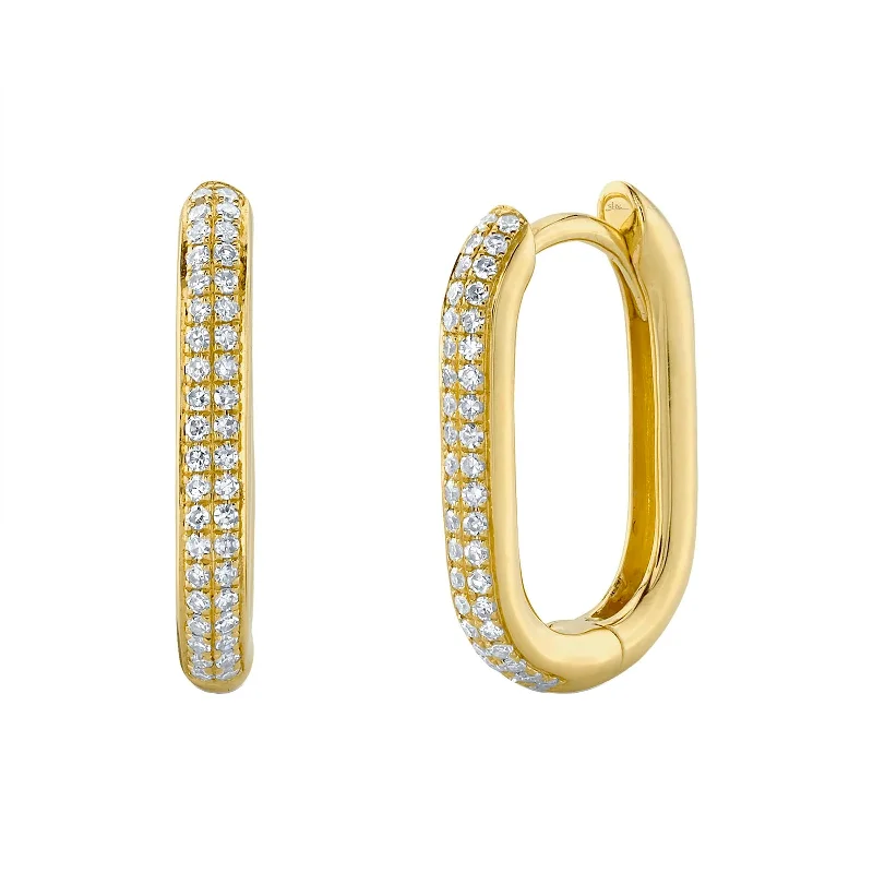 Diamond Oblong Hoop Earrings