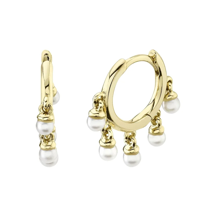 Pearl Dangle Huggie Earrings