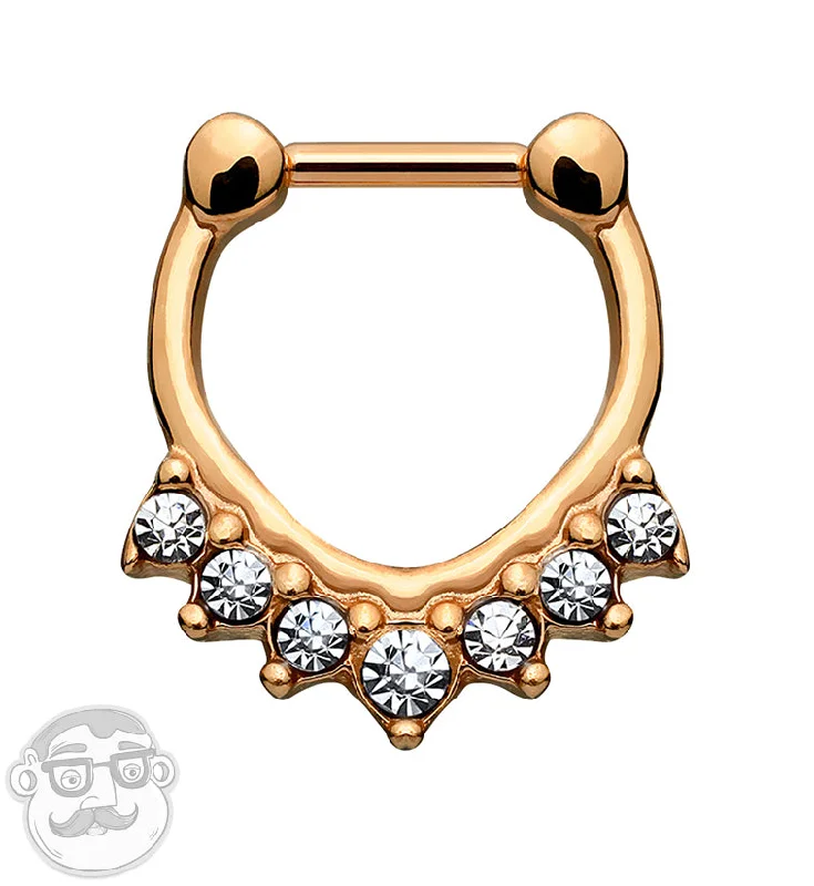 16G Rose Gold Septenary CZ Stainless Steel Septum Clicker