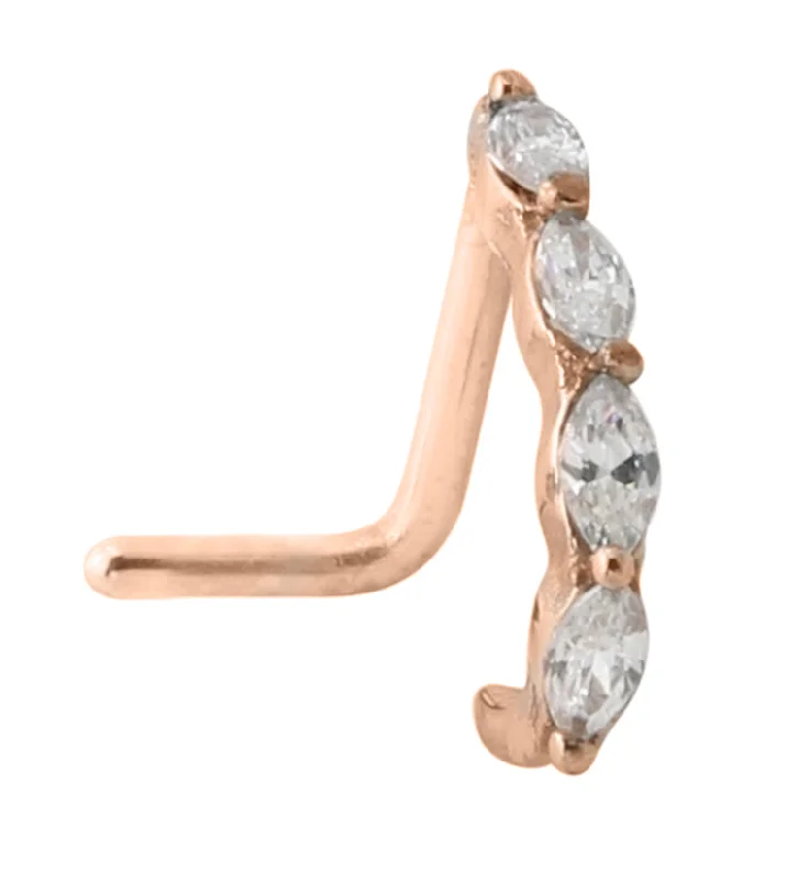 18G Rose Gold PVD Ribbon CZ Nose Curve