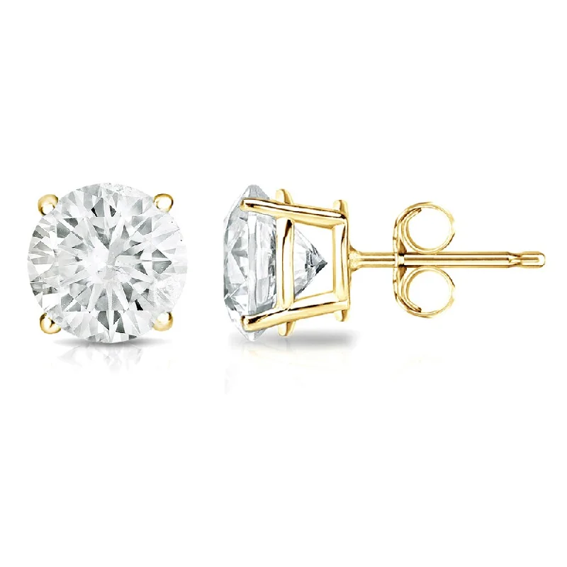 18k Gold 1 1/2ct TW Round Clarity Enhanced Diamond Stud Earrings