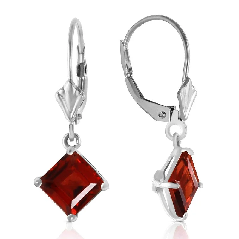 3.2 Carat 14K Solid White Gold Smile From The Heart Garnet Earrings