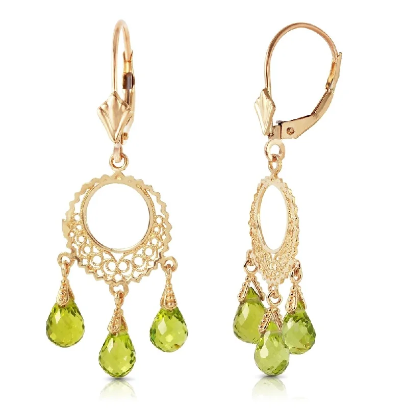 3.75 CTW 14K Solid Gold Funfare Peridot Earrings