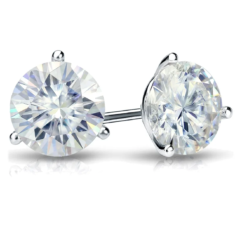 Auriya 1 1/2ct TW Round Moissanite Stud Earrings 14k Gold - 6.5 mm