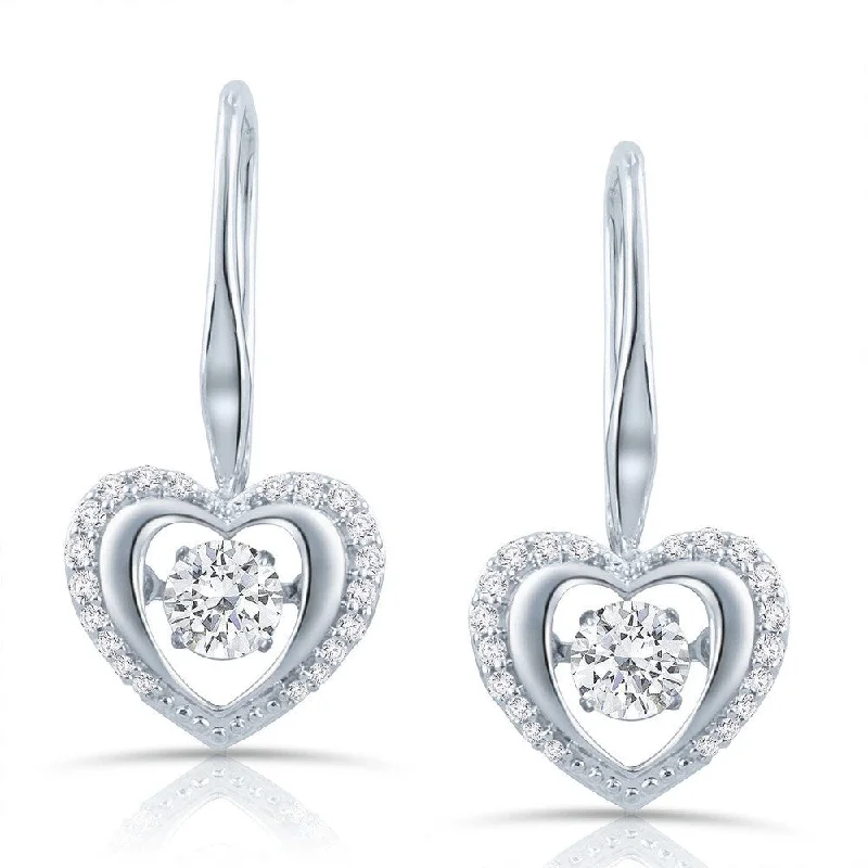 Auriya 14k Gold 1ct TDW 'Dancing Stone' Moving Diamond Heart Earrings