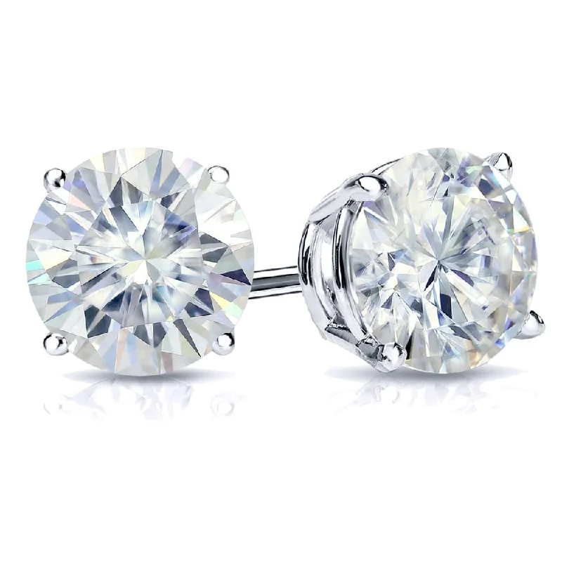 Auriya 5ctw Round Moissanite Stud Earrings 18k Gold 4-Prong Basket