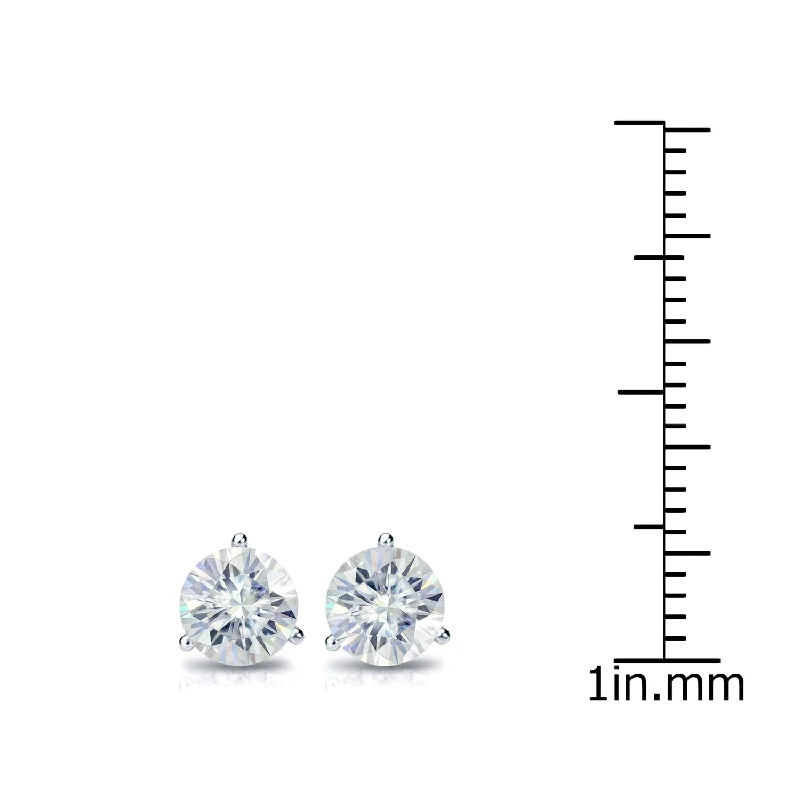 Auriya Platinum 1ctw Round Moissanite Stud Earrings Martini-set - 5 mm