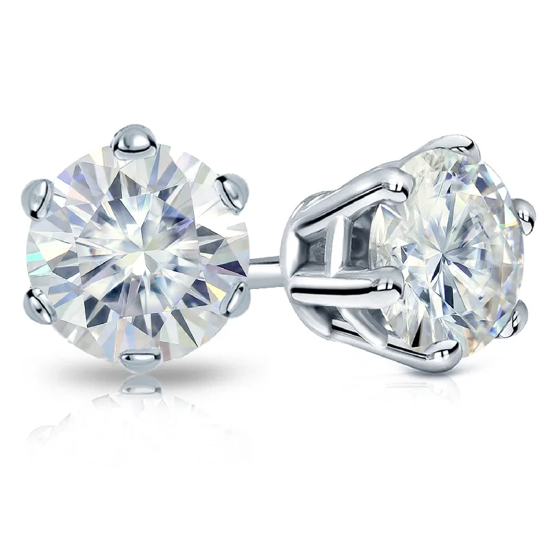 Auriya Platinum 3 1/2ctw Round Moissanite Stud Earrings - 7.8 mm